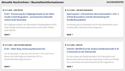 Ausschnitt Webseite Nachrichten auf Startseite