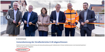 Ausschnitt Webseite große Fotos oben und Link zu weiterem Text