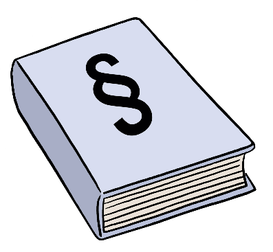 Buch mit Symbol Gesetz auf Titel